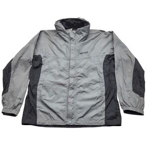Marmot Mens Medium‎ Gray Lightweight Hooded Rain Jacket G5491 *READ
